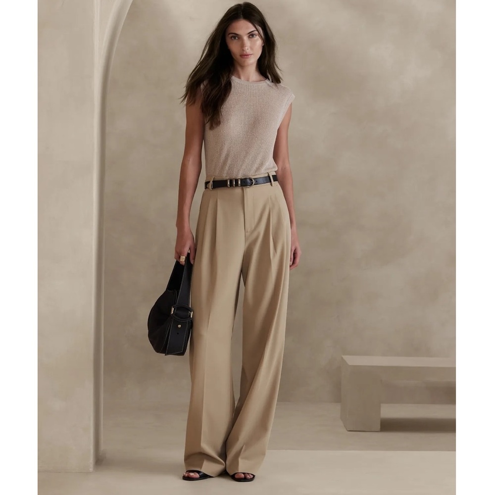 Banana Republic Vasto Wide-leg Italian Wool Pant size 10